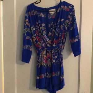 Yumi Kim blue floral silk romper